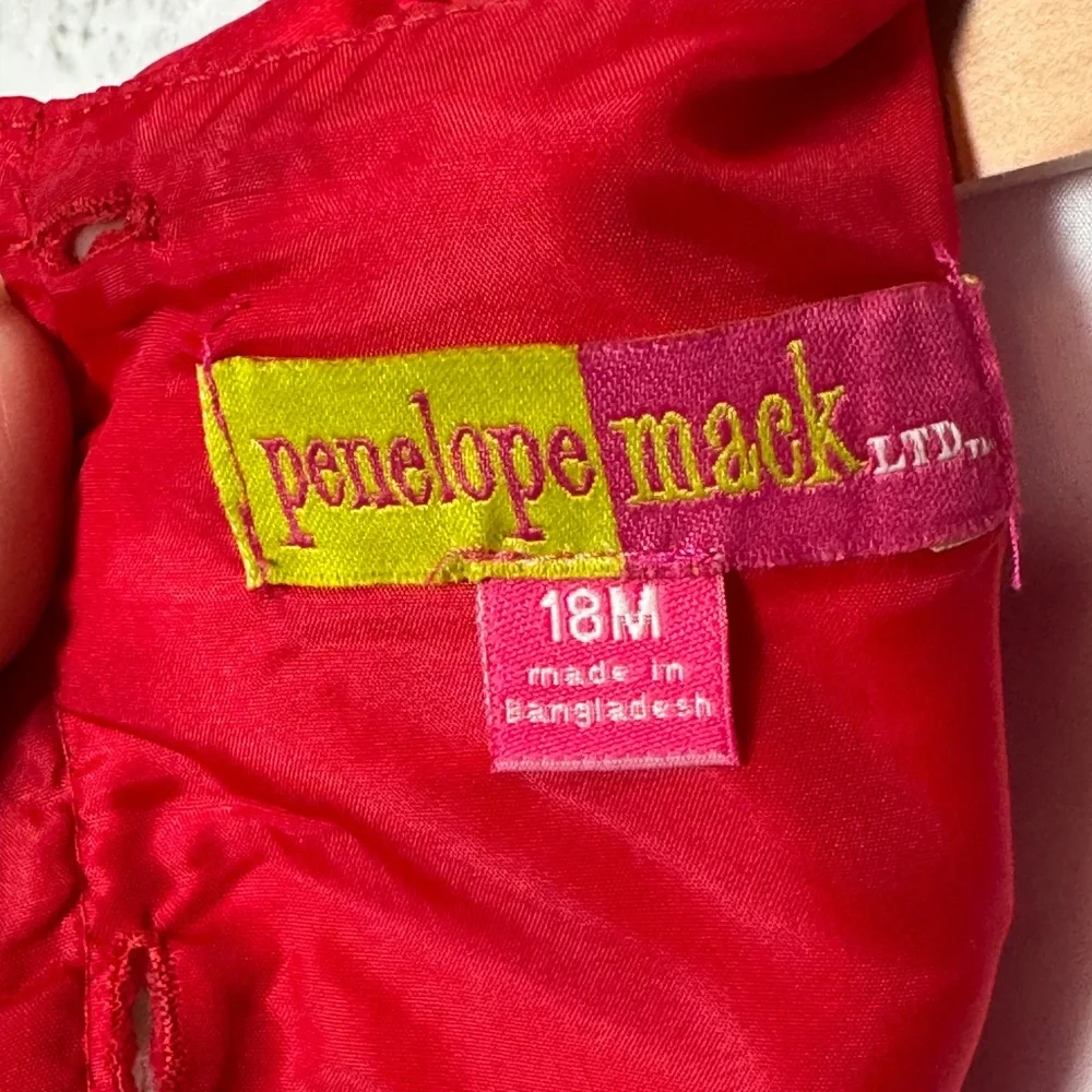 Penelope Mack Red Baby girls Christmas party dress sz 18 months red black‎ white